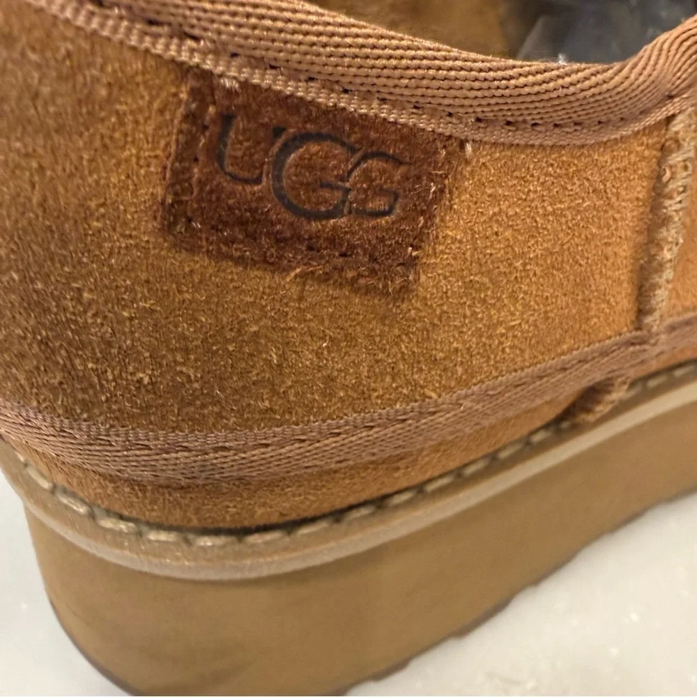 UGG CityFunc Platform Lace Up Loafers Suede Water Resist Women's Sz 8 NEW